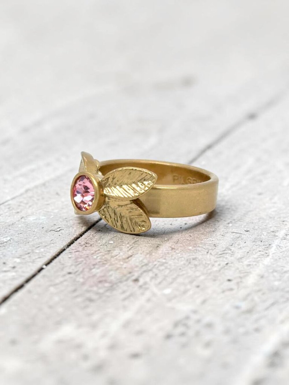 Pilgrim Pink Rhinestone Leaf Ring - Picture 2 of 3